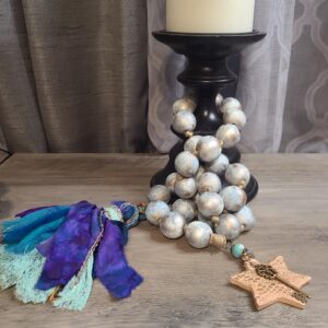 Blue Gold White Beaded Garland
