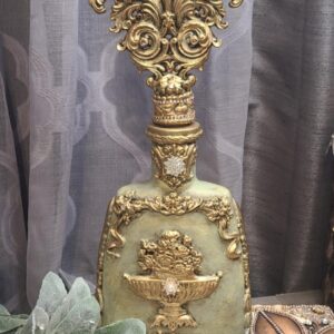 Sage Green & Copper Gilded Decorative Bottle