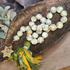 Green, Copper & White Beaded Garland